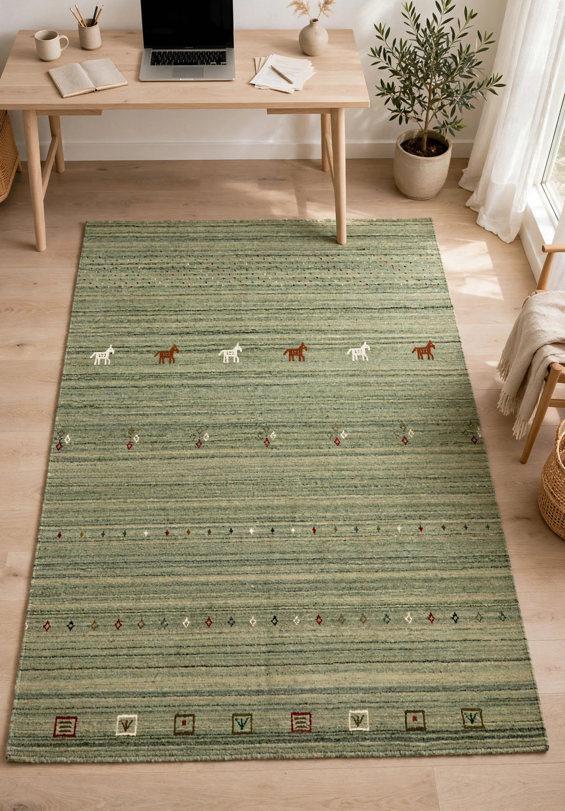 Sage Olive Gabbeh Rug