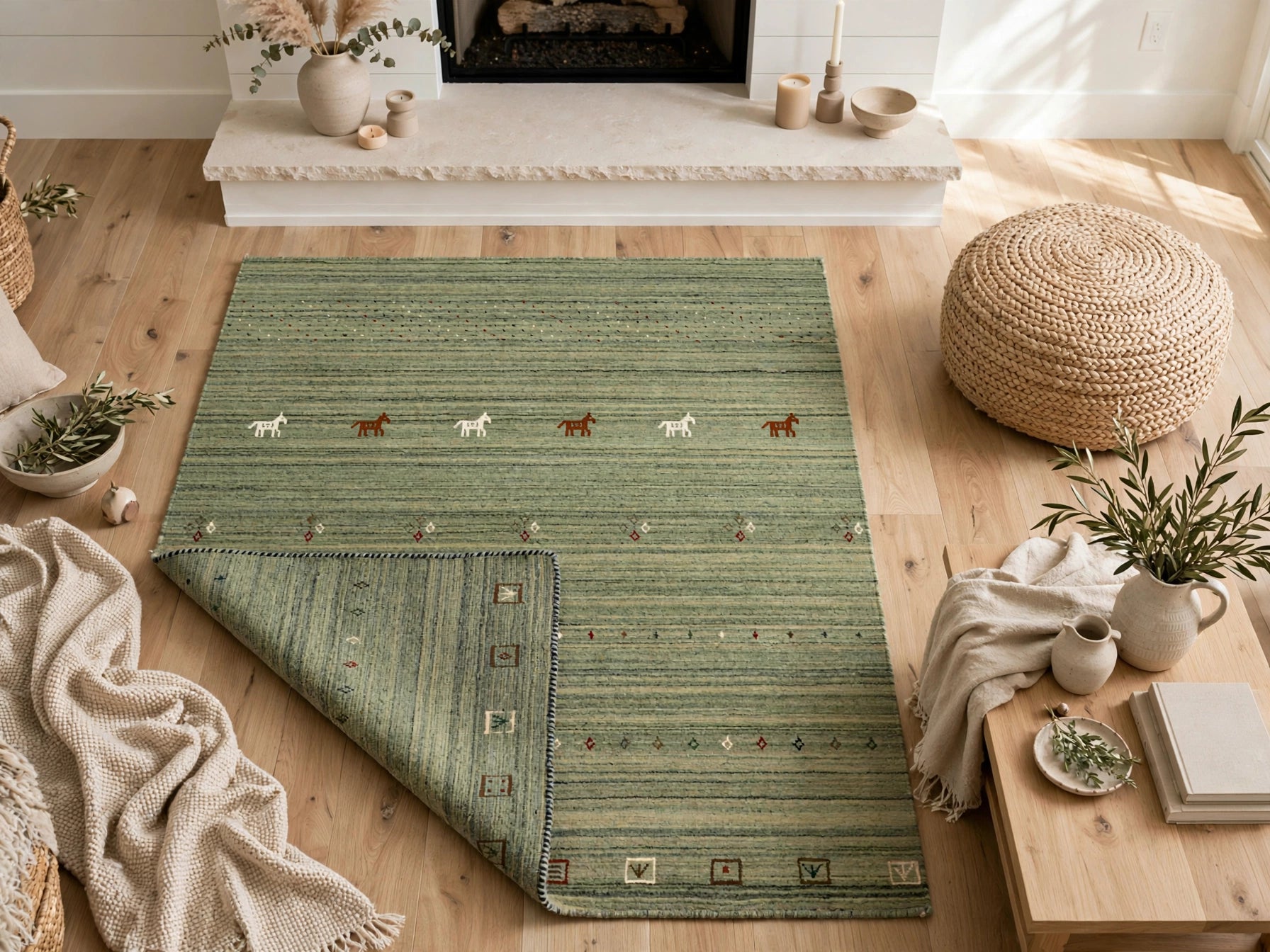 Sage Olive Gabbeh Rug