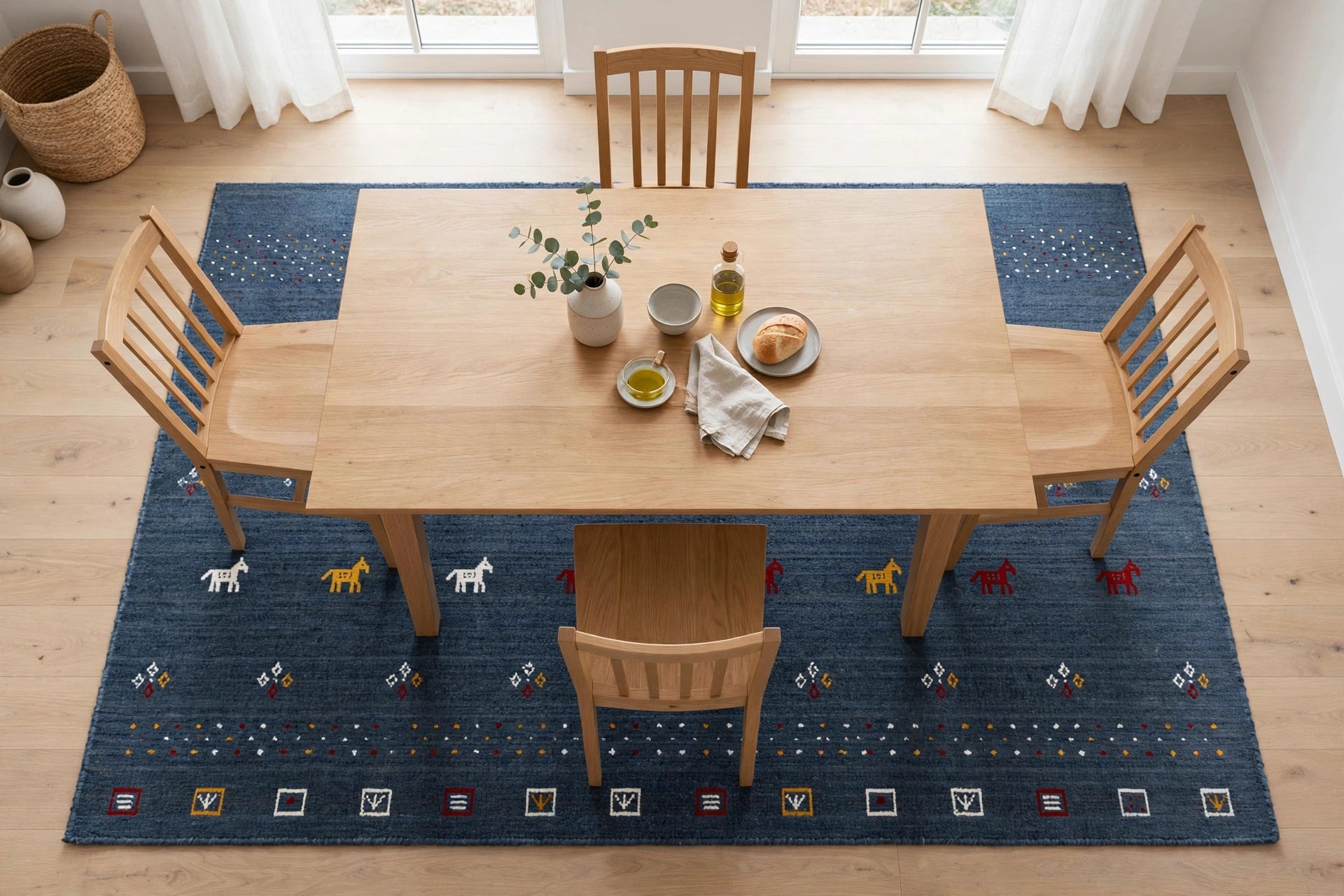 Slate Blue Gabbeh Rug Flat Lay