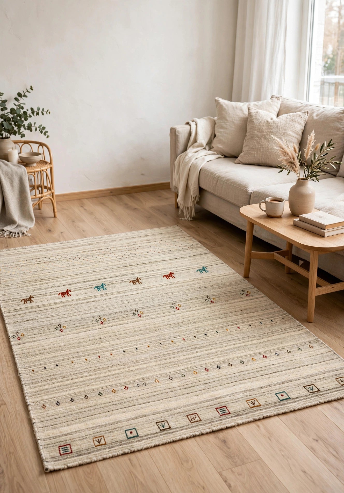 Gabbeh Rug Ivory Beige