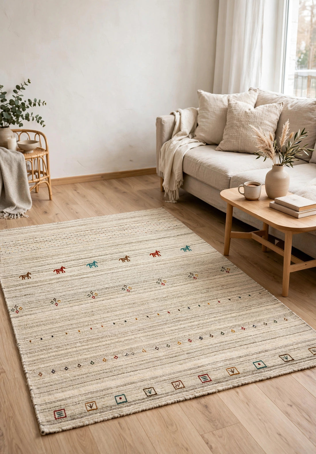 Gabbeh Rug Ivory Beige