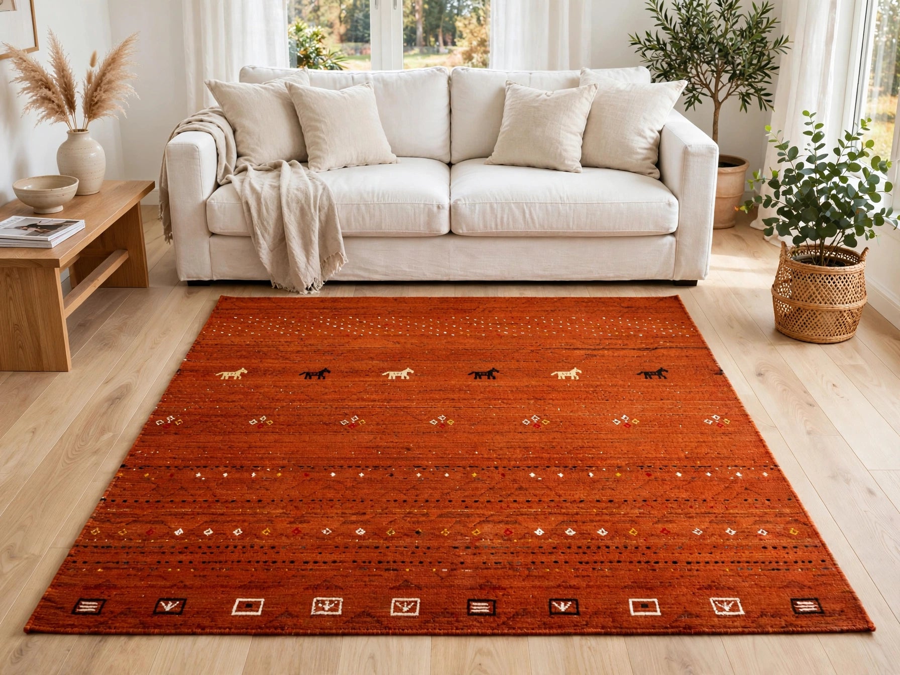 Rust Brown Gabbeh Rug