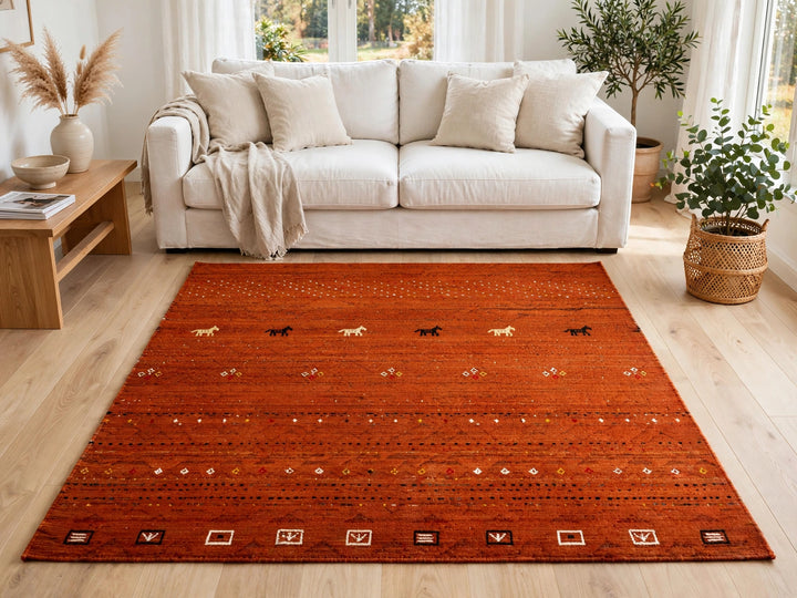 Rust Brown Gabbeh Rug