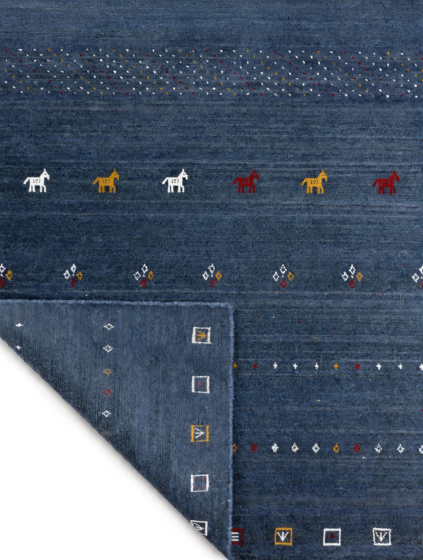 Slate Blue Gabbeh Rug Flat Lay