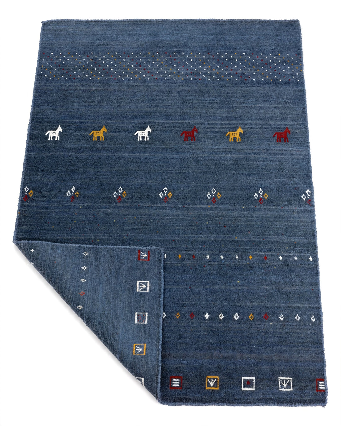 Slate Blue Gabbeh Rug Flat Lay