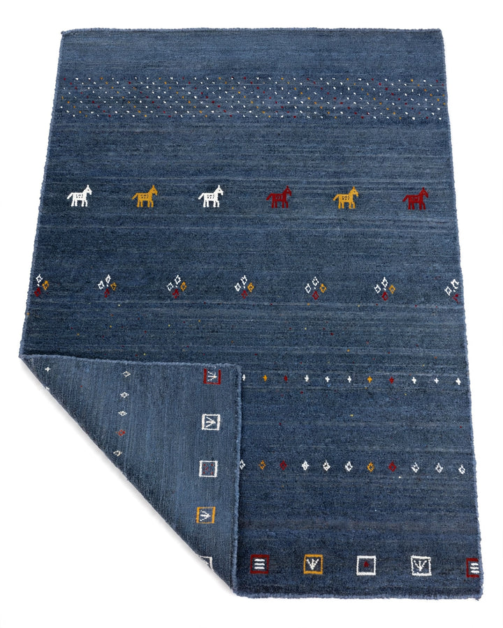 Slate Blue Gabbeh Rug Flat Lay