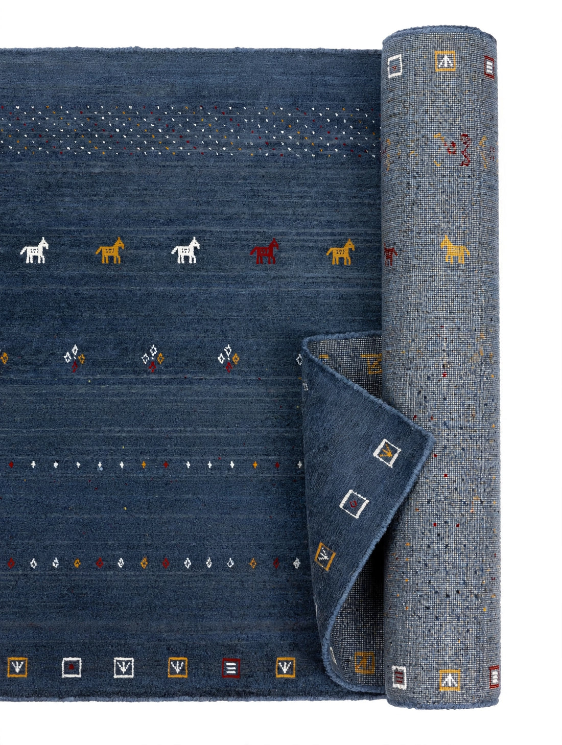 Slate Blue Gabbeh Rug Flat Lay